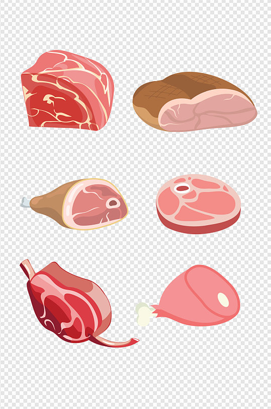 手绘卡通肉类食品生鲜猪肉免扣元素