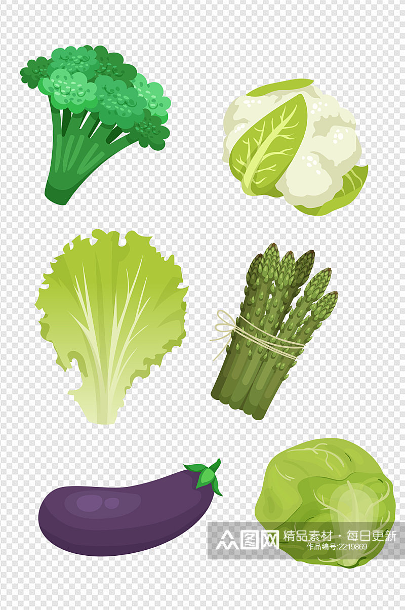 手绘卡通蔬菜青菜食品免扣元素素材
