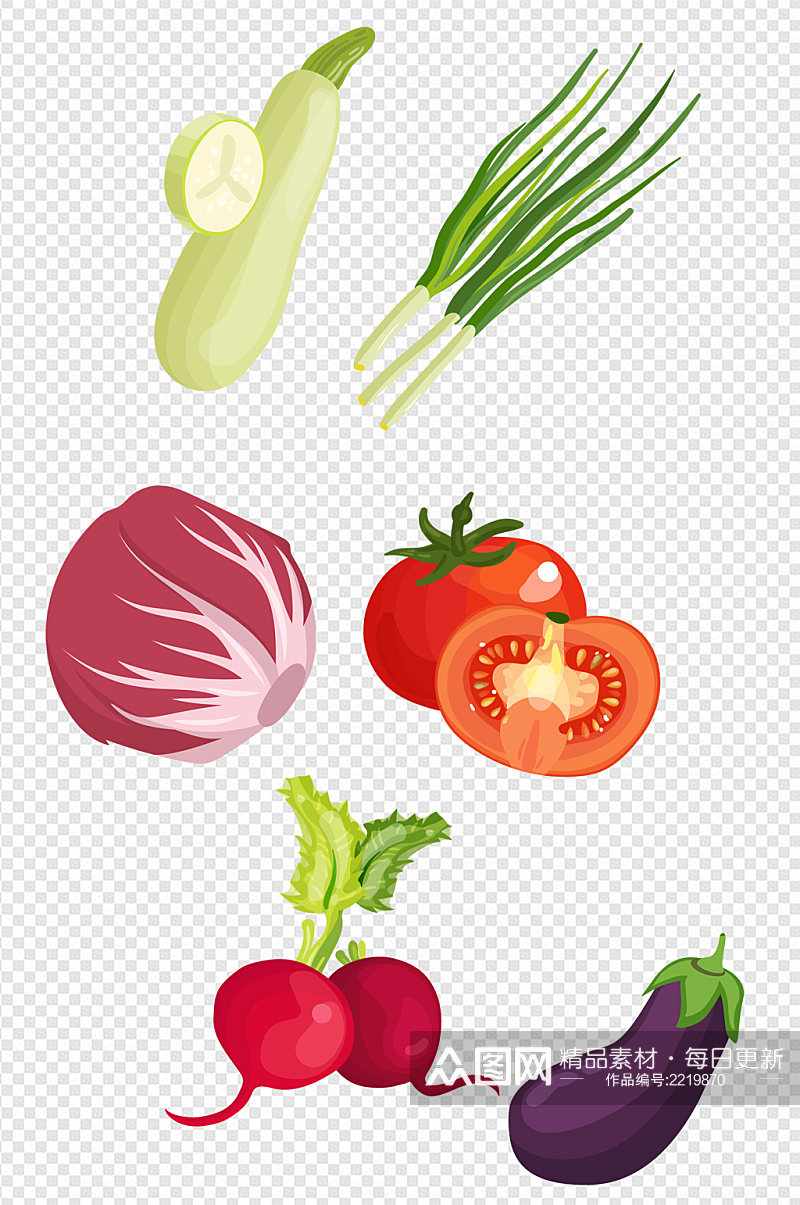 手绘卡通蔬菜青菜食品免扣元素素材
