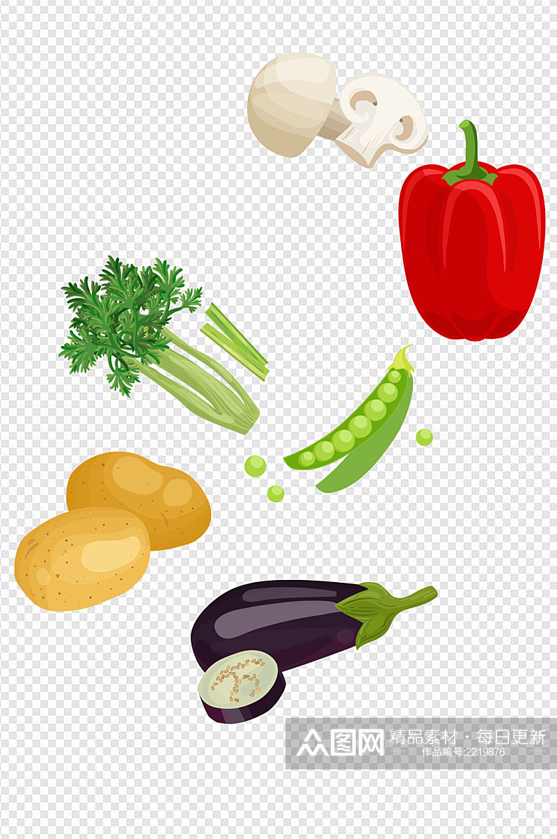 手绘卡通蔬菜青菜食品素材