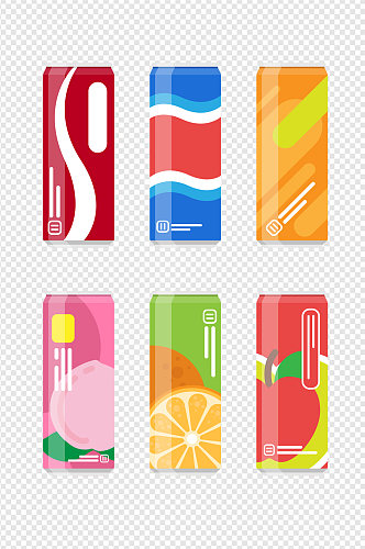 卡通饮料易拉罐可乐汽水橙汁免扣元素