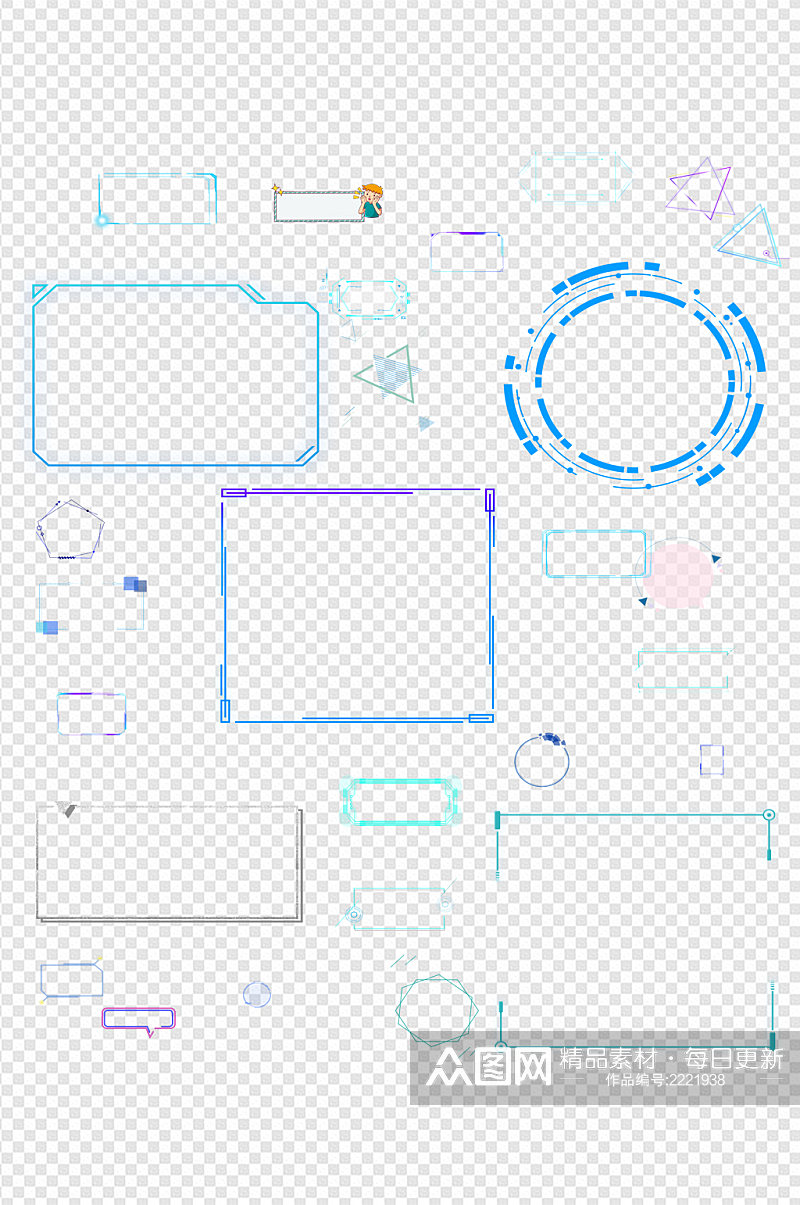 高科技线框图集合免扣元素素材