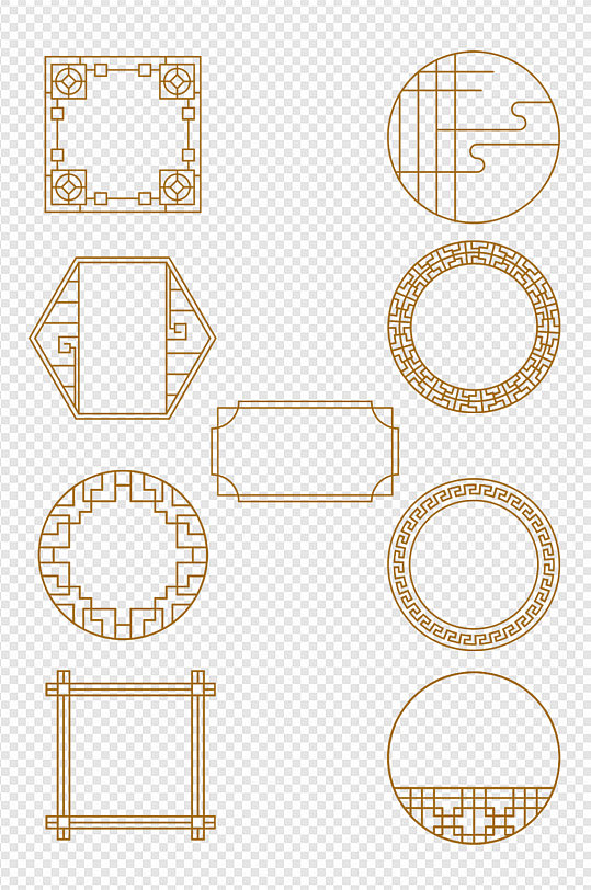 古风窗户中国风窗子窗古代建筑边框免扣元素