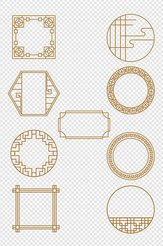 古风窗户中国风窗子窗古代建筑边框免扣元素
