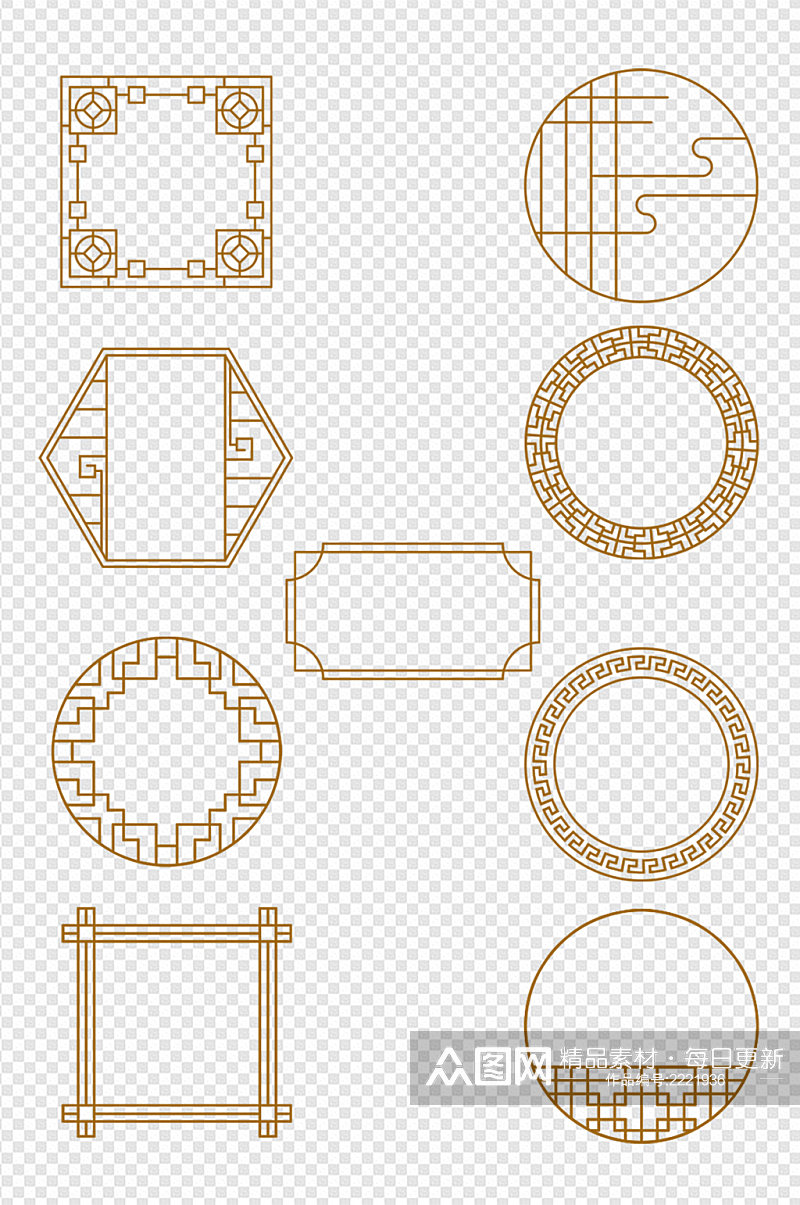 古风窗户中国风窗子窗古代建筑边框免扣元素素材