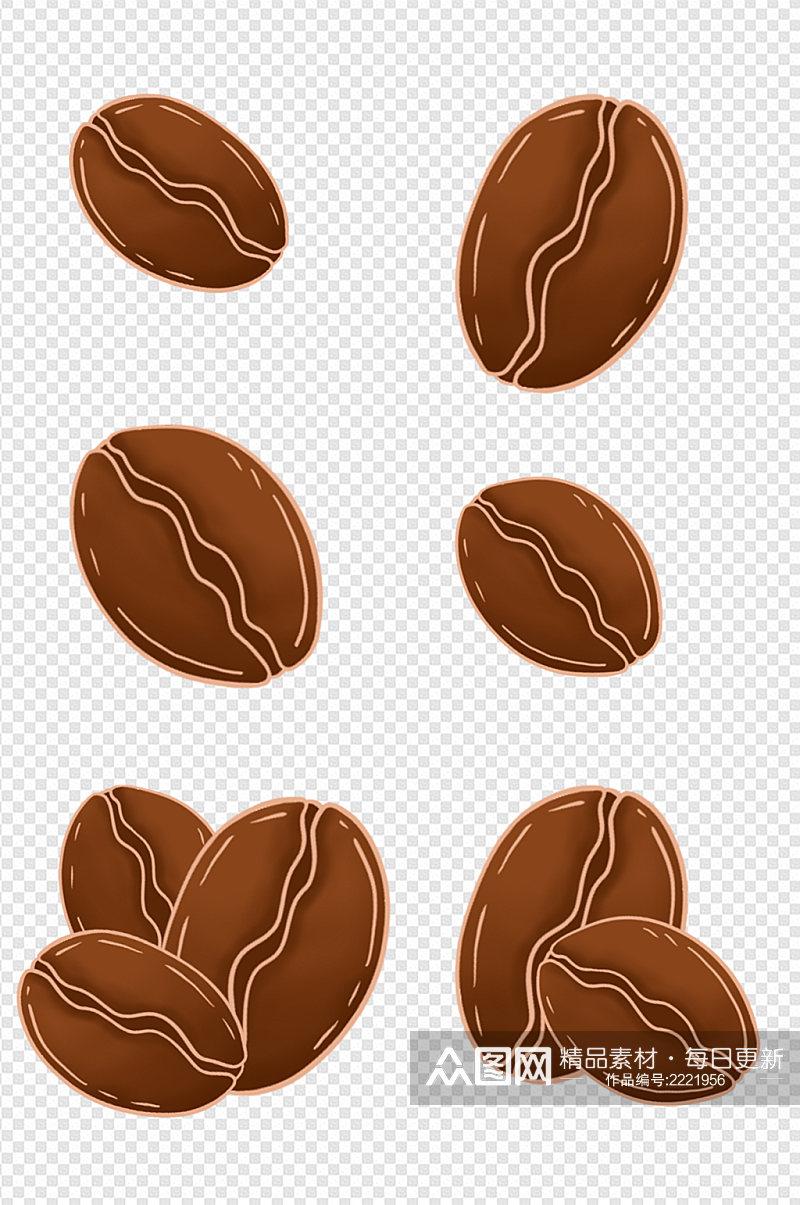 手绘咖啡豆素材免扣元素素材