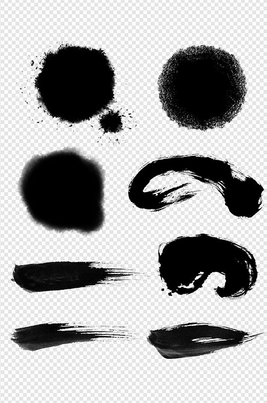 中国风笔触水墨笔刷毛笔书法免扣元素