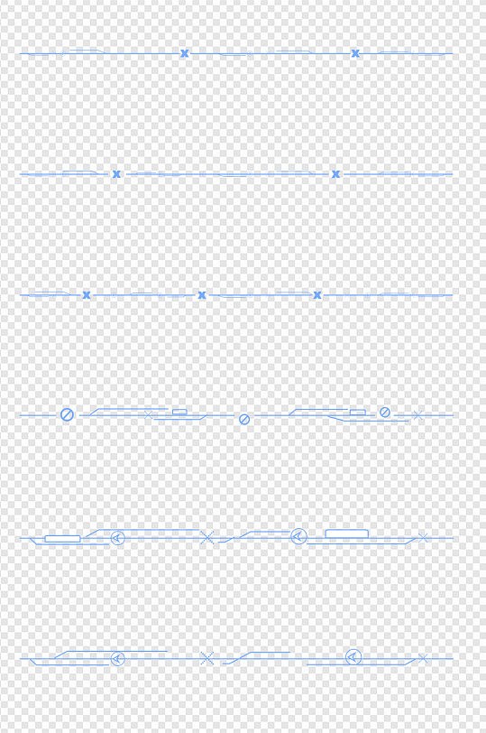 蓝色简约线条装饰分割线元素