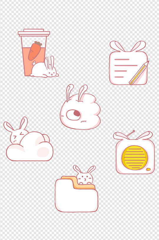 手绘卡通可爱小图标免扣元素