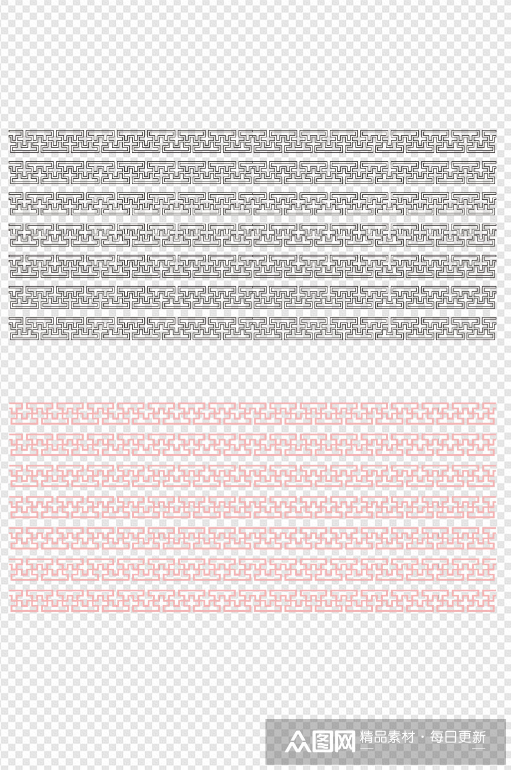 传统连续图案回纹纹理方框免扣元素