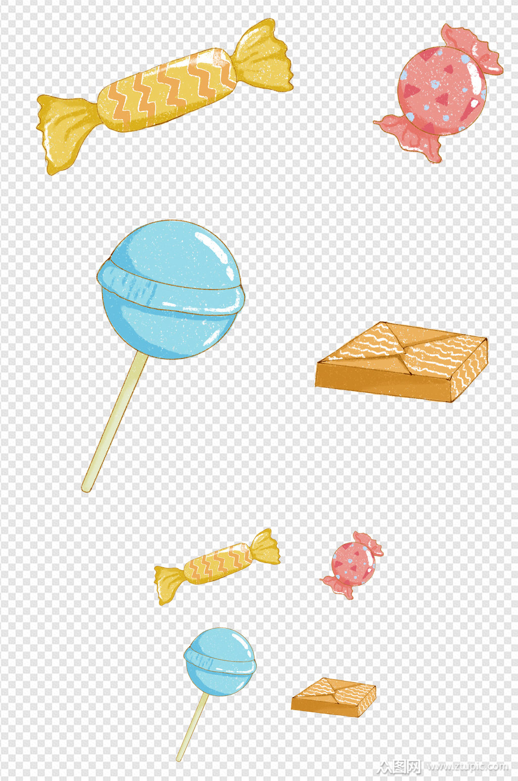 手绘卡通彩色糖果设计免扣元素
