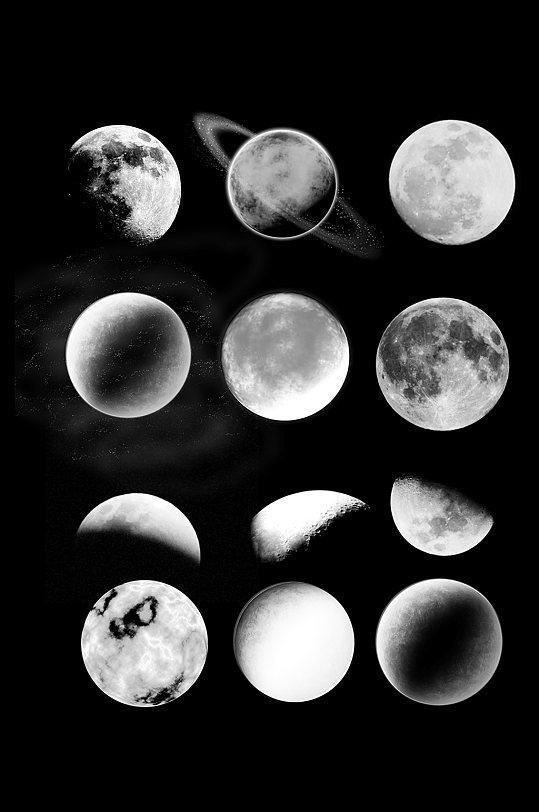 月球月亮圆月月满月明月月光免扣元素