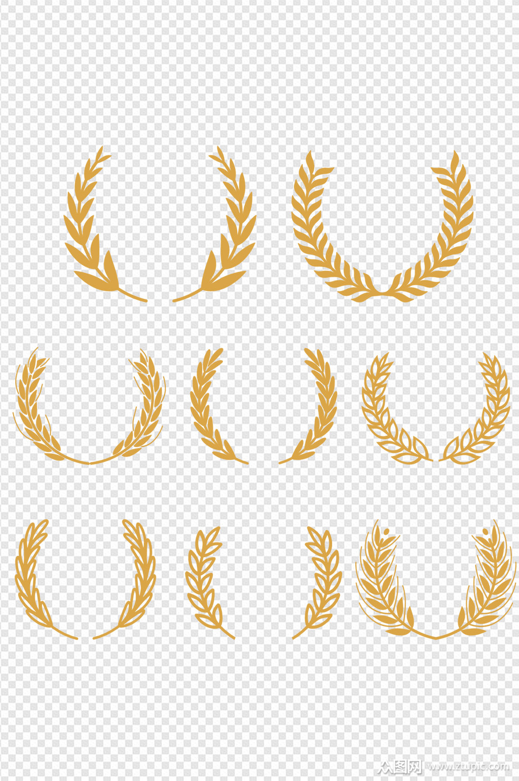 手绘插画金色麦穗免扣元素