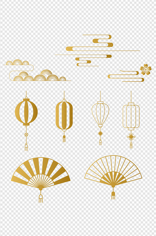 元宝铜钱过年春节图形中国风扁平免扣元素素材下载-众图网