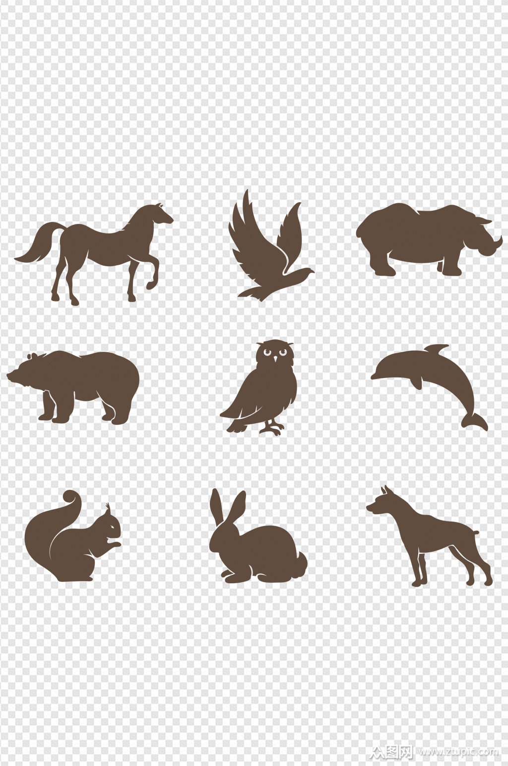 动物认知剪影镂空模板手抄报元素素材素材