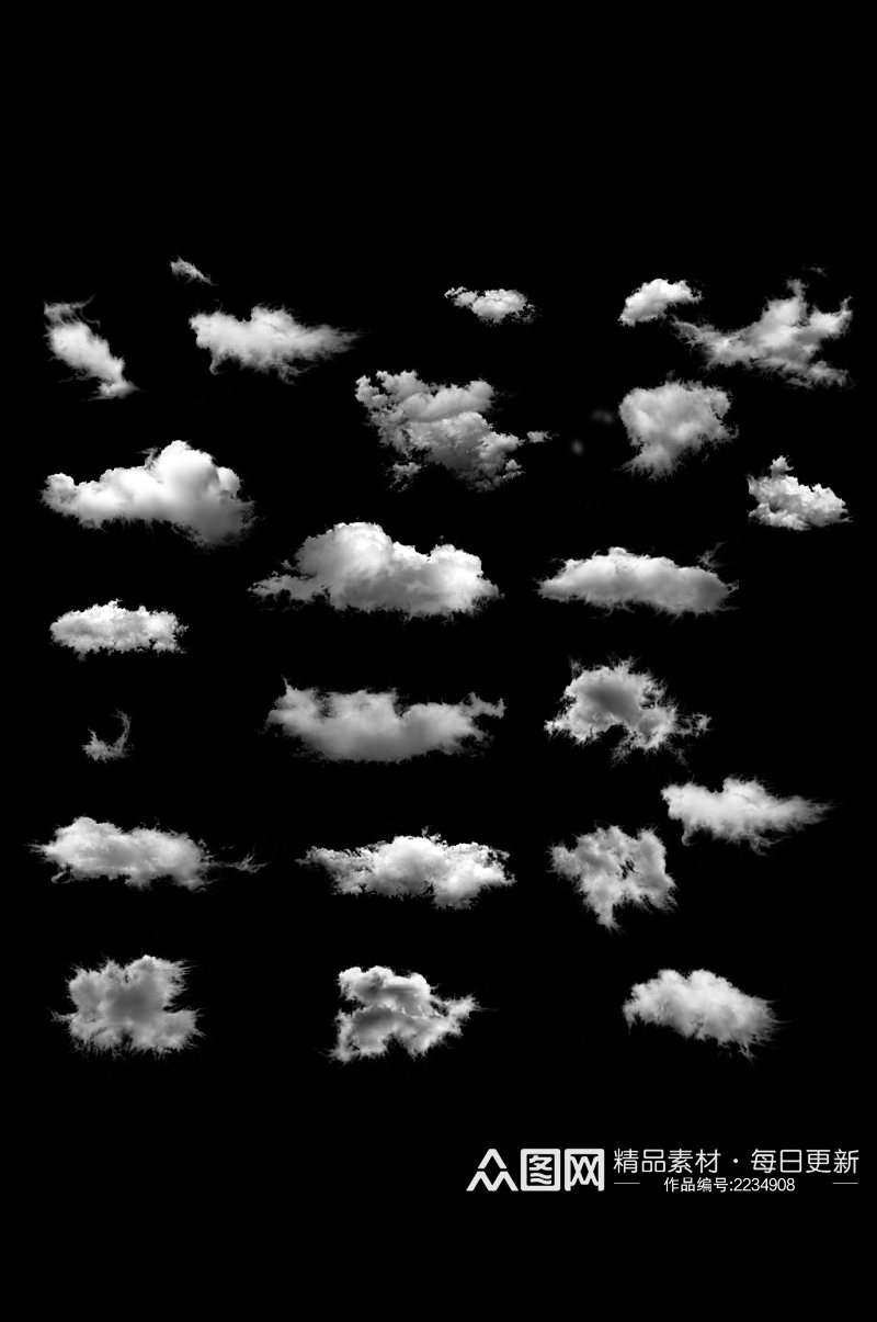 云朵素材图漂浮白云透明图棉花糖免扣元素素材