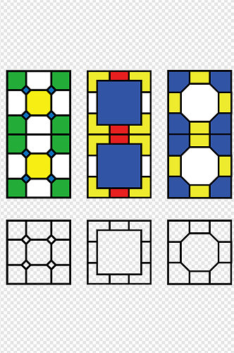 卡通满洲窗线条元素免扣元素