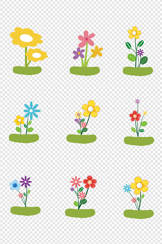 手绘卡通花卉画花插画免扣元素