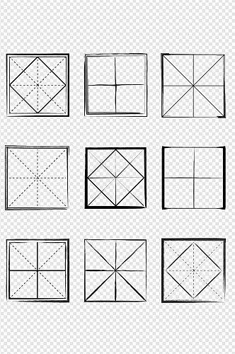 田字格米字格中式传统装饰图案装饰免扣元素