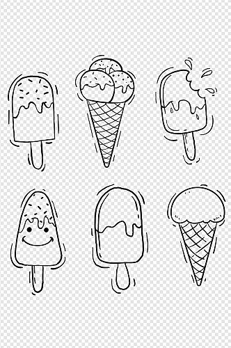 吃货节夏日冰淇淋甜筒蛋糕线稿免扣元素