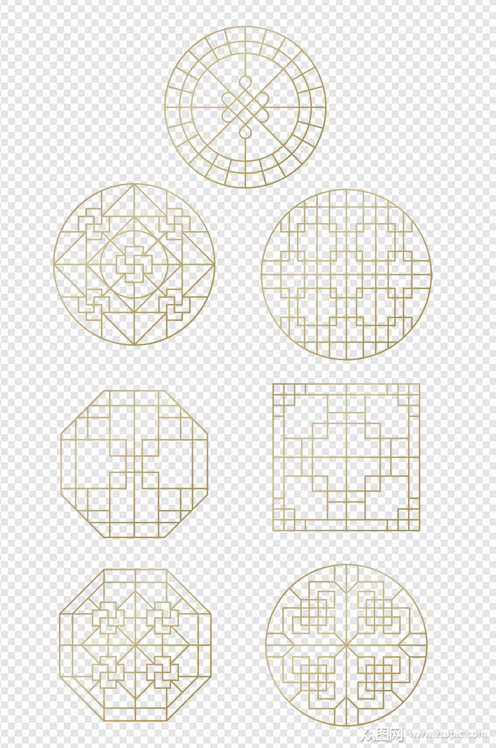 传统中式古典花纹中国风窗棂窗子免扣元素素材