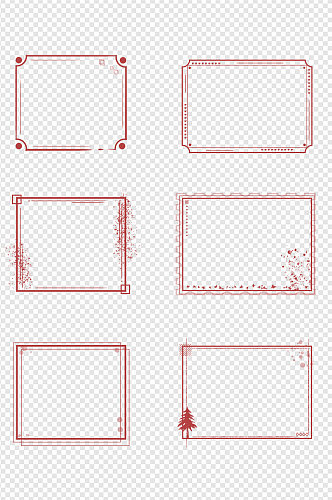 红色喜庆边框矩形框标题框背景框免扣元素