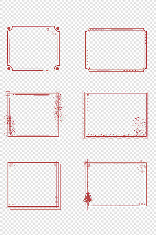 红色喜庆边框矩形框标题框背景框免扣元素