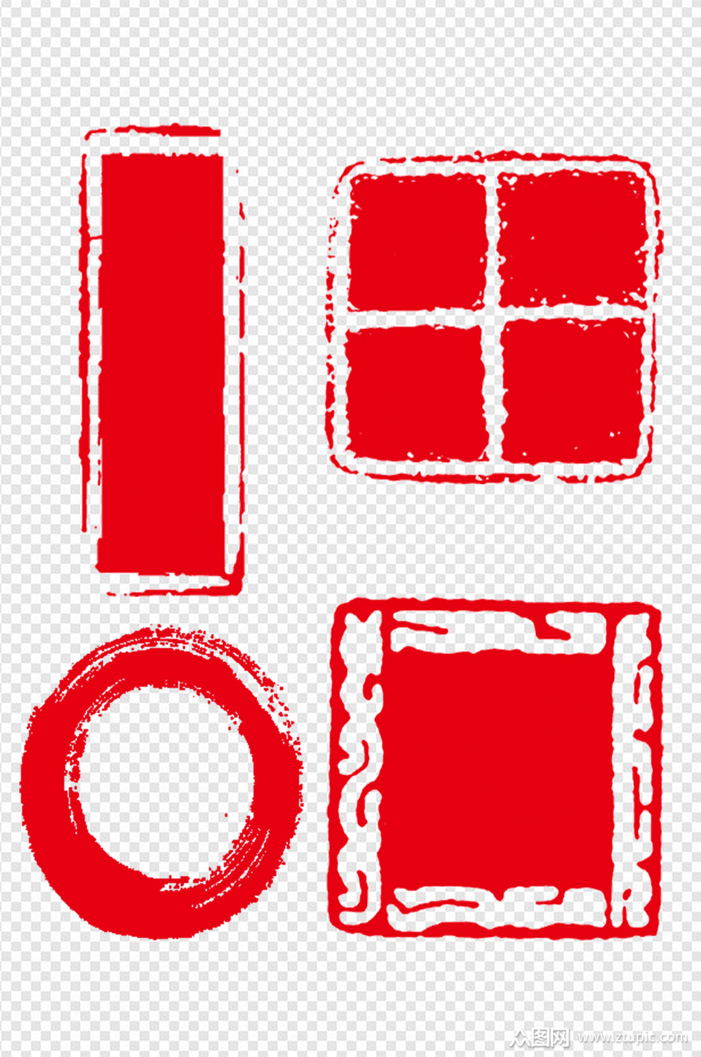 古典红印章图章素材免扣元素模板下载-编号2240263-众图网