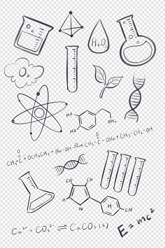 铅笔手绘风格化学免扣免扣元素