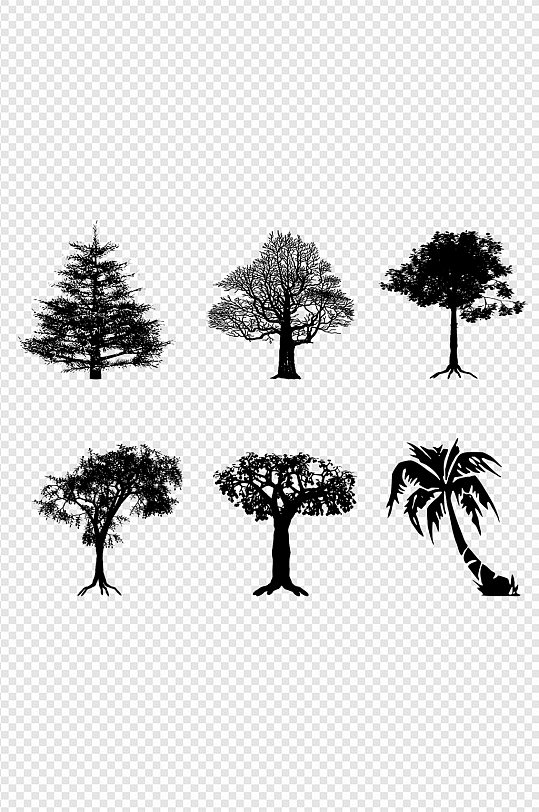 树木剪影植物光影椰树免扣元素