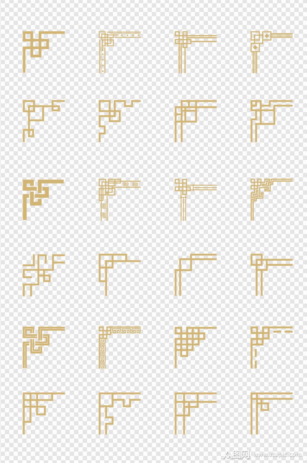 传统中国风复古线条中式边框标题框免扣元素素材