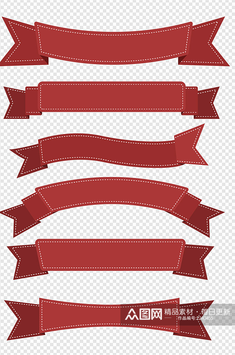 红色促销丝带边框标题框标签免扣元素素材