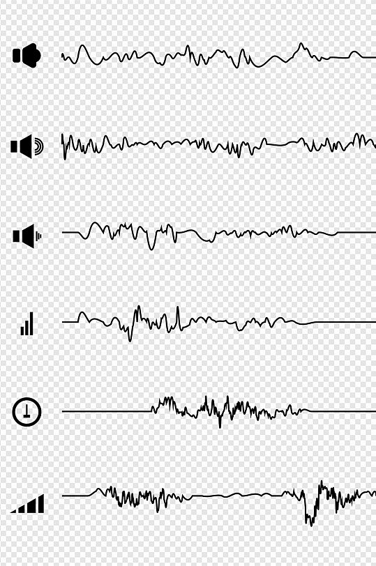创意音量播放声波音频波纹装饰线条免扣元素
