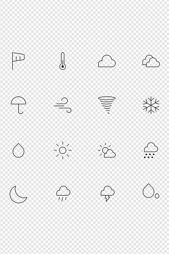 多云台风露水晴天雨天下雪闪电等免扣元素