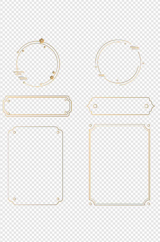 中国风金属渐变简约风框线标题框免扣元素