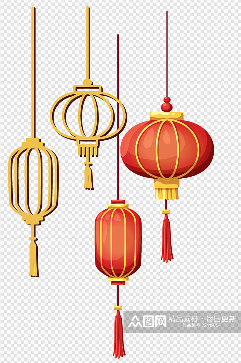 中式中国风古风装饰红色灯笼喜庆免扣元素素材