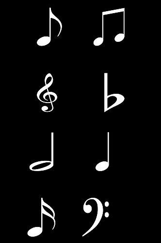 黑白简约音乐音符钢琴符号五线谱免扣元素