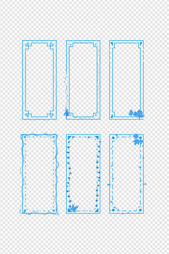 蓝色矩形框线框标题框背景框边框免扣元素