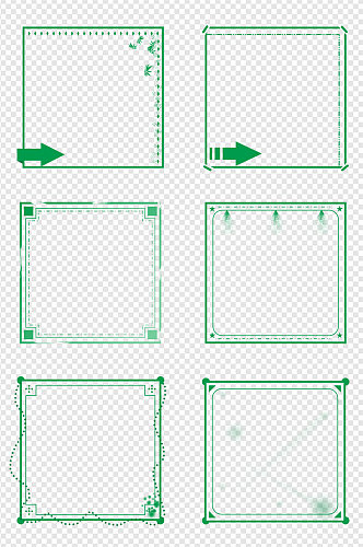 绿色自然正方形几何边框装饰线框免扣元素