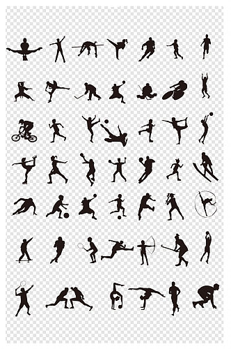 线描手绘可爱卡通运动健身人物设计元素