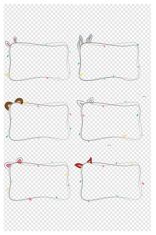 卡通手绘动物装饰边框标题框文本框免扣元素