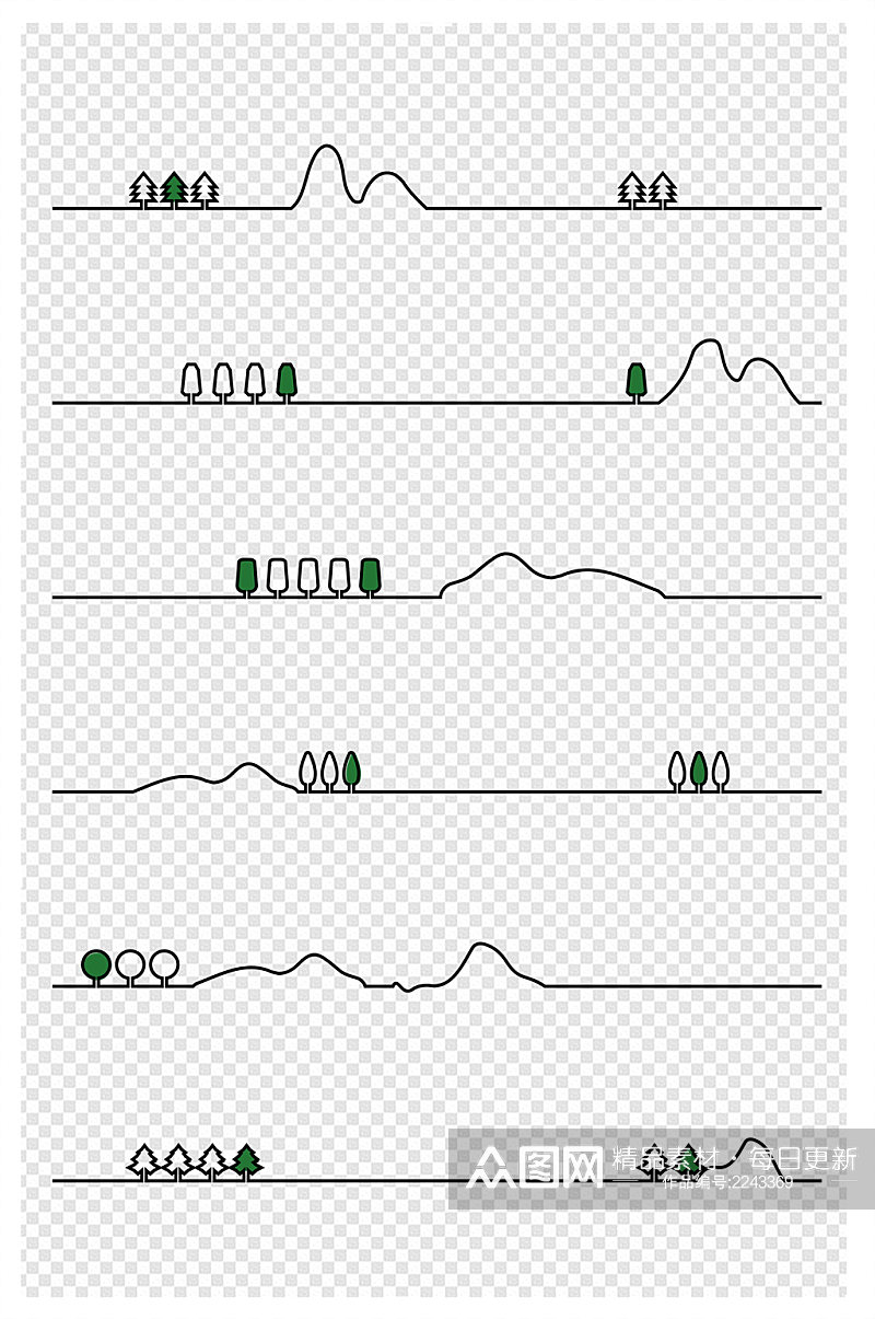 卡通植物树木创意分割线免扣元素素材