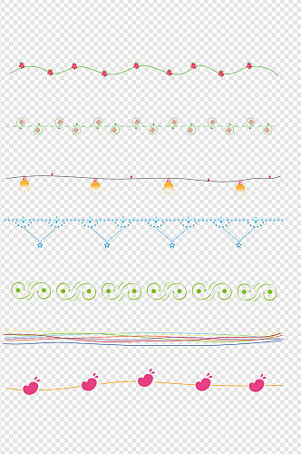 小清新手绘花边边框分割线免扣元素