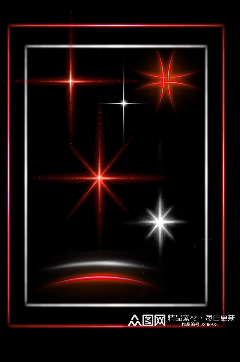 科技红白星光发光高光透明金属免扣元素素材