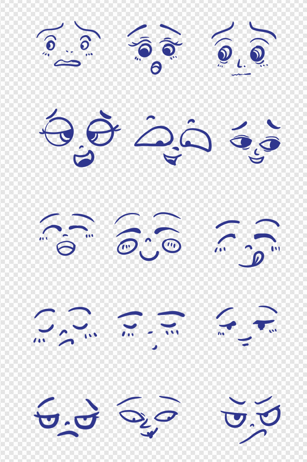 人物五官表情卡通插画表情愤怒免扣元素素材