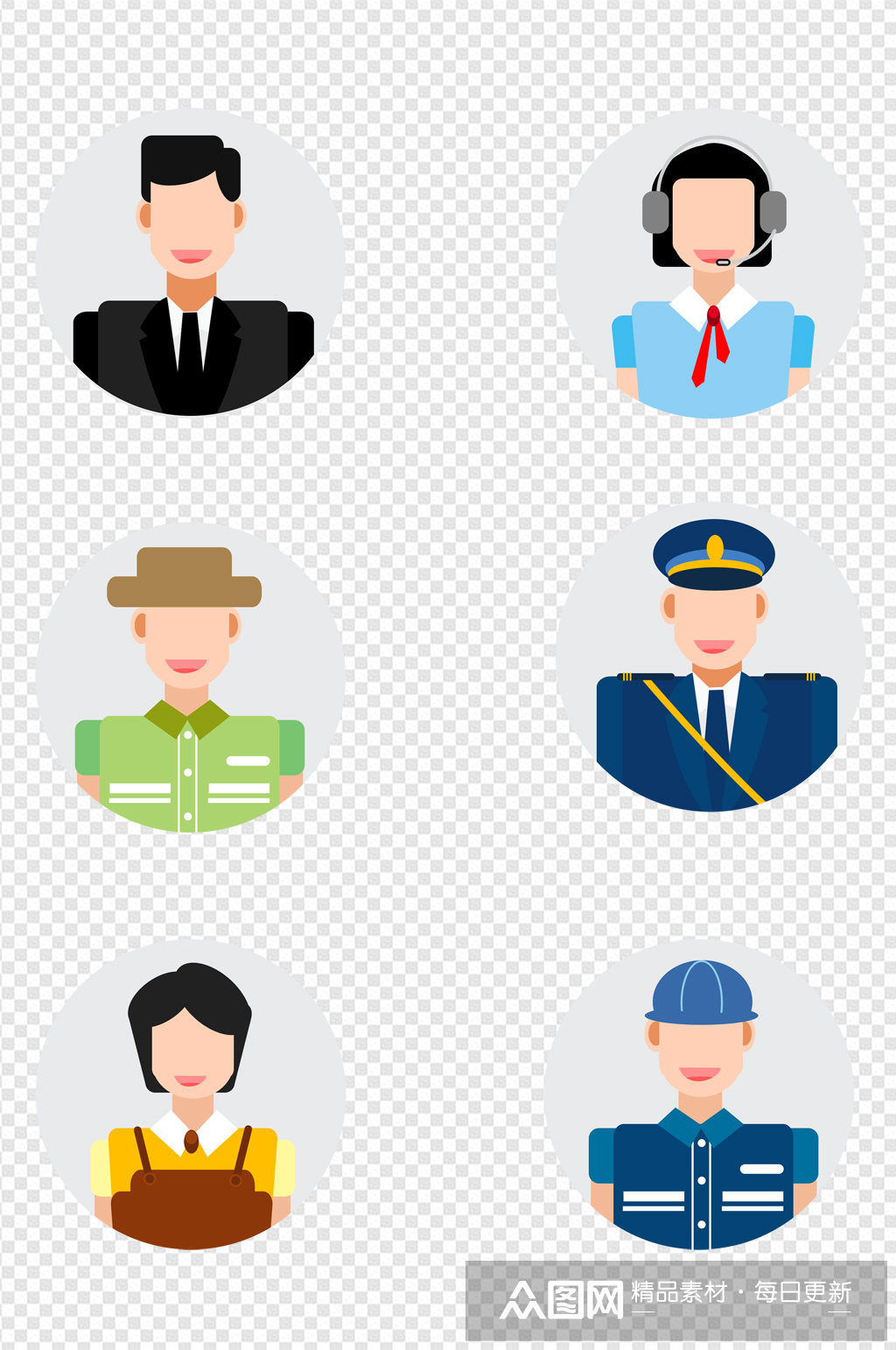 商务物业服务工作人员头像角色免扣元素模板下载-编号2249930-众图网