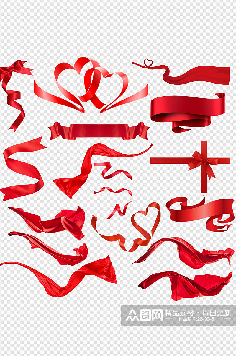 中国风红色丝带飘带纱布红色丝绸促销素材素材