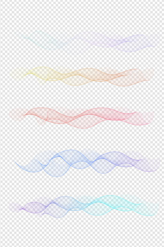线条彩色线条渐变线条丝绸画笔免扣元素