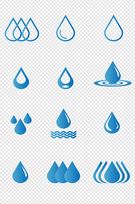 简约蓝色水滴水珠图免扣元素
