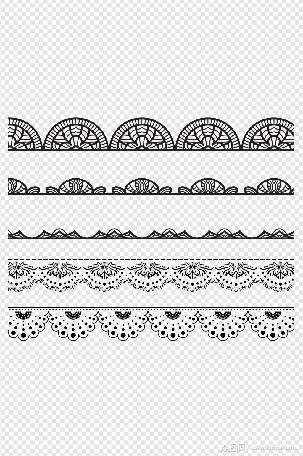 蕾丝花纹花边素材免扣元素